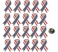 20 pines de solapa de cinta de bandera estadounidense, ramillete de botón de aleación de bandera estadounidense, accesorio del Día de la Independencia, accesorio para el Día de los Patriotas, recuerdo