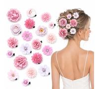 20 Pinzas Boho con Flor para Damas y Niñas,Horquillas con Flor Artificial para el Pelo,Adorno Capilar Rapunzel para Playa,Fiestas,Boda,Novia