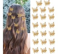 20 pinzas de pelo de mariposa en movimiento 3D, alas móviles doradas de metal, accesorios para el cabello, lindas pinzas nostálgicas de los años 90 para mujer, boda, Halloween