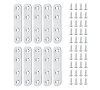 20 placas de reparación de metal para madera, soportes planos pequeños para madera, acero inoxidable, plano, recto, reparación de unión, fijación, soporte para soporte de muebles, con tornillos (80 x