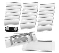20 Placas Identificativas Magnéticas de Aluminio, 72x32mm con Doble Imán y Alfiler de Seguridad, Etiquetas de Nombre Profesionales para Trabajo, Congresos y Escuelas