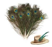 20 plumas naturales de pavo real 25-30 cm, bonitos ojos plumas para sombreros, manualidades, manualidades, decoración de cabeza de pavo real