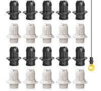 20 portalámparas vintage sólidos E14, casquillo de baquelita para bombilla, adaptador de rosca Edison retro para lámparas (10 negros y 10 blancos)