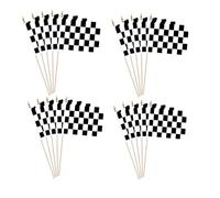 20 postes de madera a cuadros en blanco y negro que agita la mano, suministros de desfile de celebración, carreras, alegría, agitación, jardín, fiesta, decoración temática de carreras de motor (14 x