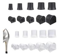 20 protectores de talón, tapones de aguja, antideslizantes y antiarañazos, para tacones altos de mujer, para césped, grava y actividades al aire libre (5 tamaños, negro y transparente)
