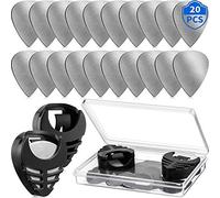 20 Púas de Guitarra de Metal y Soporte para 2 Soportes Adhesivos Negros 20 Púas de Guitarra 1 Estuche de Almacenamiento, Fácil de Pegar Adecuado para Guitarra Eléctrica/Bajo/Ukelele