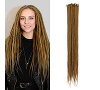 20 Pulgadas 20 Hebras/Paquete Extensiones de Rastas Sintéticas Delgadas 0.6cm Cabello Trenzado de Ganchillo Rastas Suaves Rastas de Un Solo Extremo Reggae Hip-Hop Estilo Hippie, Marrón Claro