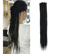 20 Pulgadas 20 Hebras/Paquete Extensiones de Rastas Sintéticas Delgadas 0.6cm Cabello Trenzado de Ganchillo Suaves Un Solo Extremo Reggae Hip-Hop Estilo Hippie, Negro