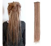 20 Pulgadas 20 Hebras/Paquete Extensiones de Rastas Sintéticas Delgadas 0.6cm Cabello Trenzado de Ganchillo Rastas Suaves Rastas de Un Solo Extremo Reggae Hip-Hop Estilo Hippie, Rubio Profundo