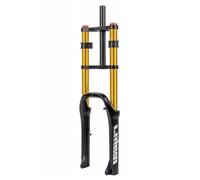20 Pulgadas Bicicleta Horquilla De Suspensión 4.0 Tire Horquilla Fat Recta Doble Hombro Horquilla De Aire Recorrido 110mm QR 135mm Freno De Disco Horquilla Delantera Rebote Ajustable (Color : Gold)