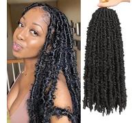 20 pulgadas Natural Black Butterfly Locs Crochet Hair 6 paquetes preLooped Distressed Locs Crochet Braids Synthetic Soft Locs Crochet Braids Hair Extensions for Women (#1B)