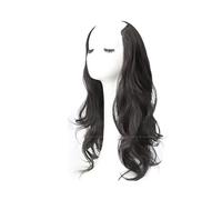 20 pulgadas sintético rizado invisible peluca en forma de V extensiones de clip para mujeres de una pieza para el uso diario (marrón negro)