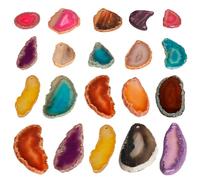 20 rodajas de ágata surtidas, piezas de geoda vibrantes para manualidades, formas irregulares con agujeros, piedra natural para hacer joyas y decoración