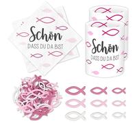 20 servilletas + 12 portavelas + 60 peces de madera, decoración de comunión, decoración de mesa, primera comunión, bautizo, confirmación, primera comunión, regalos para invitados