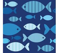 '20 servilletas, 3 capas, pliegue 1/4, 33 cm x 33 cm, "Blue Fish, PAPSTAR 86371