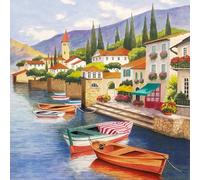 20 servilletas, barcos en el lago de Como, Italia, viajes, vacaciones, decoración de mesa, decoupage, técnica de servilletas, 33 x 33 cm