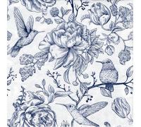20 Servilletas Chinoiserie Fauna & Flora, Pájaros, Azul, Diseño Asiático, Decoración de mesa, 3 capas, Fabricado en la UE, 33 x 33 cm