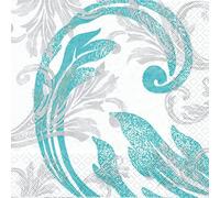 20 servilletas Classy Ornaments Turquoise - Clásicos adornos turquesa/patrón/para comunión/confirmación, 33 x 33 cm