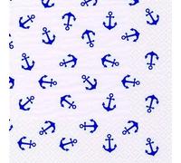 20 servilletas con diseño de ancla en blanco "Maritim - Mar - 33 x 33 cm