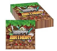 20 servilletas con diseño de píxeles Happy Birthday, servilletas de píxeles para niños, cumpleaños de píxeles, servilletas de cumpleaños infantiles, diseño de píxeles, servilletas de cumpleaños para