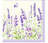 20 Servilletas con diseño de prado de lavanda como decoración de mesa para el verano, 33 x 33 cm