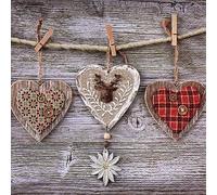 20 servilletas con forma de corazón con pinzas como decoración de mesa para noches de Baviera y Oktoberfest 33 x 33 cm