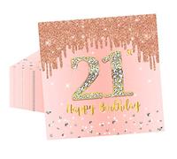 20 servilletas de 21 cumpleaños color oro rosa, servilletas de oro rosa para mujer, juego de vajilla de papel para decoración de cumpleaños número 21, decoración de fiesta de cumpleaños número 21