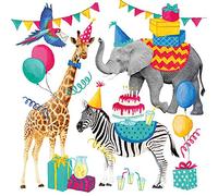20 servilletas de animales del zoo, en ambiente de fiesta, jirafa, elefante, cebra, niños, cumpleaños, 33 x 33 cm