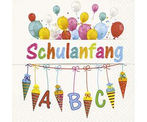 20 Servilletas de caramelo y globos/comienzo de escuela/escolarización 33 x 33 cm