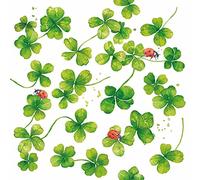 20 servilletas de cóctel pequeñas mariquitas en tréboles verdes | suerte | Nochevieja | Año Nuevo | Decoración de mesa | Decoupage | Serviettentechnik 25x25cm
