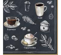 20 Servilletas de creaciones de café, capuchino, espresso, café, bebidas, decoración de mesa, decoupage, técnica de servilletas, 33 x 33 cm