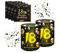 20 servilletas de cumpleaños, 18 portavelas para decoración de mesa, decoración de mesa de cumpleaños número 18, decoración de mesa de cumpleaños para hombre y mujer, confeti de 15 g, decoración de