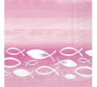 20 servilletas de enjambre festivo de peces, color rosa, decoración de mesa, decoupage, técnica de servilletas, 33 x 33 cm