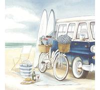 20 servilletas de excursión para surf, playa, bicicleta, verano, vacaciones, 33 x 33 cm