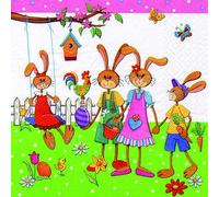 20 servilletas de familia de conejos de Pascua, 33 x 33 cm