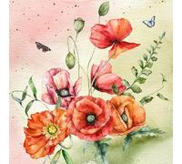 20 servilletas de flores amapolas en ramo como decoración de mesa. Servilletas de papel con diseño. También para decoupage y decoupage y decoupage (33 x 33 cm)
