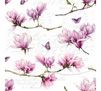 20 servilletas de flores, jardín y naturaleza, elegantes ramas de magnolia como decoración de mesa. Servilletas de papel con diseño. También para decoupage y decoupage y decoupage, 33 x 33 cm