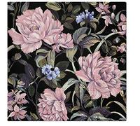 20 servilletas de flores misteriosas sobre negro | luto | decoración de mesa 33 x 33 cm