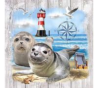 20 servilletas de focas en el agua | animales | mar | marítimo 33 x 33 cm