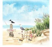 20 servilletas de gaviotas con diseño de la playa | mar | lago | animales | vacaciones | verano | decoración de mesa | decoupage | técnica de servilletas 33 x 33 cm