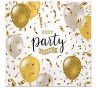 20 servilletas de la mejor fiesta doradas como decoración de mesa para cumpleaños, carnaval y carnaval (33 x 33 cm)