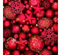 20 servilletas de Navidad con diseño de bolas rojas y estrellas, servilletas de papel con diseño. También para decoupage y decoupage (33 x 33 cm)