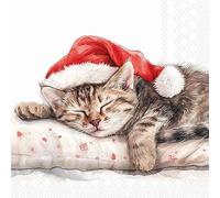 20 servilletas de Navidad con diseño de gato de Navidad para decoración de mesa, servilletas de papel con diseño. También para decoupage y decoupage, 33 x 33 cm