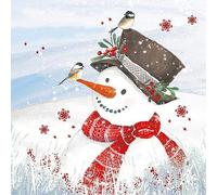 20 servilletas de Navidad con diseño de muñeco de nieve con pájaros, servilletas de papel con diseño. También para decoupage y decoupage (33 x 33 cm)
