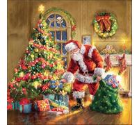 20 servilletas de Navidad Santa trae sus regalos como decoración de mesa. Servilletas de papel con diseño. También para decoupage y decoupage y decoupage (33 x 33 cm)