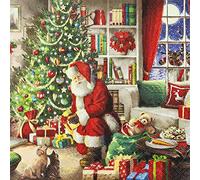 20 servilletas de Papá Noel distribuidas carne, regalo de Santa Claus, regalo de invierno, Navidad, decoración de mesa, decoupage, técnica de servilletas, 33 x 33 cm