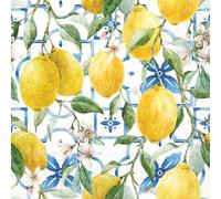 20 servilletas de papel Ambiente con diseño de limones mediterráneos, decoración de mesa también para fiestas o decoupage, 33 x 33 cm