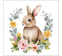 20 servilletas de papel Ambiente con bonito conejo de Pascua, decoración de mesa, también para fiestas o decoupage, 33 x 33 cm