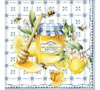 20 servilletas de papel con diseño de abejas en cristal junto a limones. Servilletas de papel con diseño. También para decoupage y decoupage (33 x 33 cm)