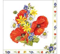 20 servilletas de papel con diseño de amapolas en ramo de flores como decoración de mesa. Servilletas de papel con diseño. También para decoupage y decoupage y decoupage (33 x 33 cm)